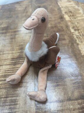 Stretch the Ostrich - TY Beanie Baby - With Errors - PVC Pellets
